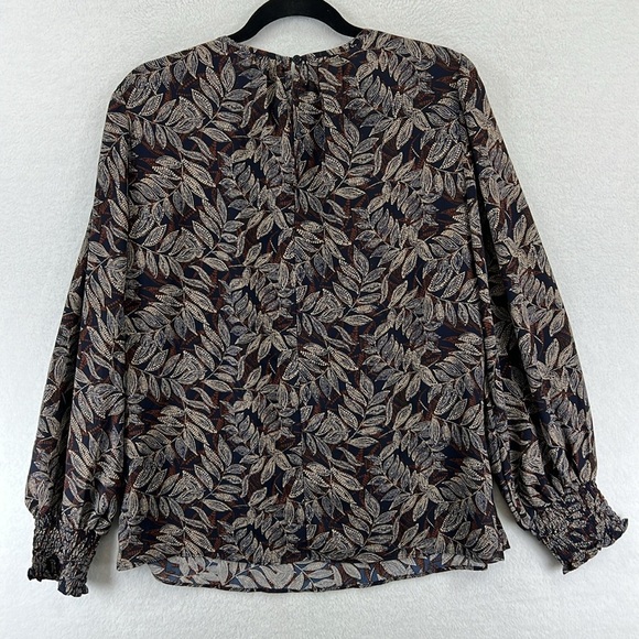 Nine Britton (Stitch Fix) Women’s Blouse Sz S Navy/Brown/Tan Polyester NWT - Picture 4 of 12